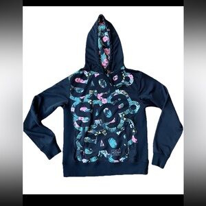 Saga Outerwear Hoodie Mens Medium Black Floral Palm Pullover Snowboarding